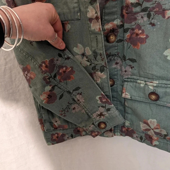 Oshkosh B'gosh green floral print denim jacket, girls size 14   G4 - Picture 6 of 6
